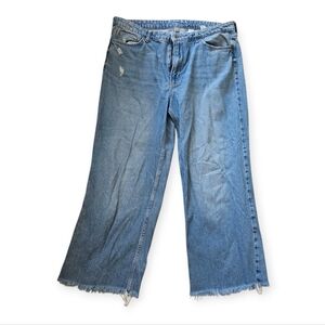 Wide Leg Ultra High Waist Lightwash Jeans 100% Cotton Women 16